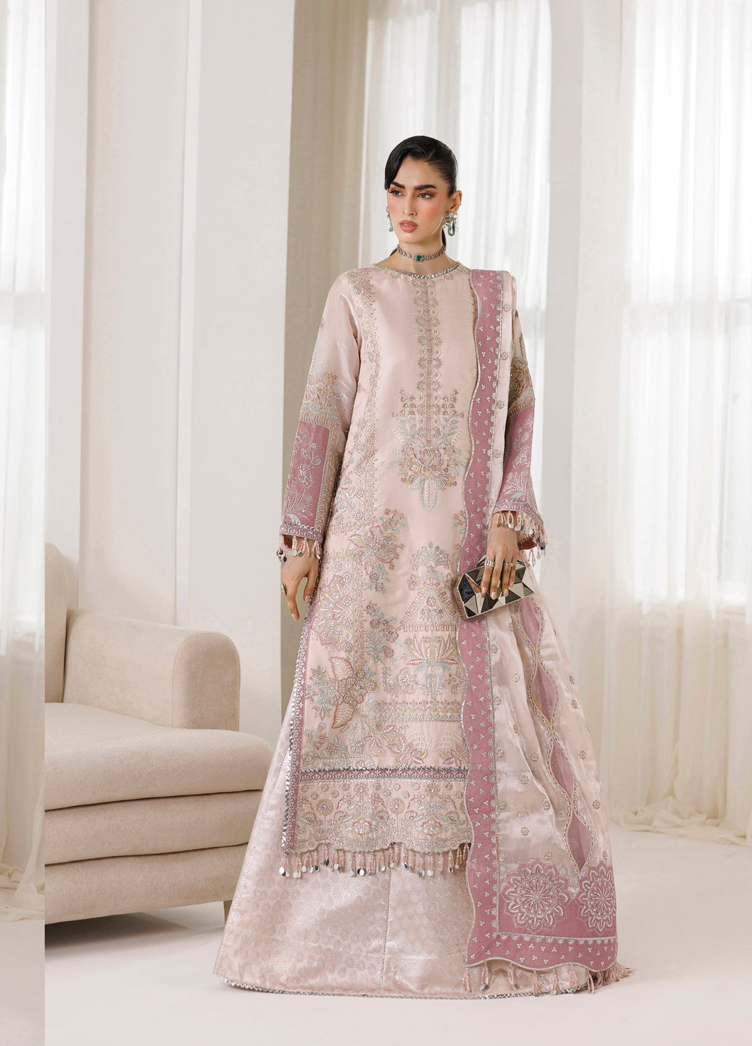 La Ruhe By Alizeh Fashion Unstitched Embroidered Sheesh Silk 3 Piece Suit AF26URW AF-CH-2262-TAURUS - Wedding Collection