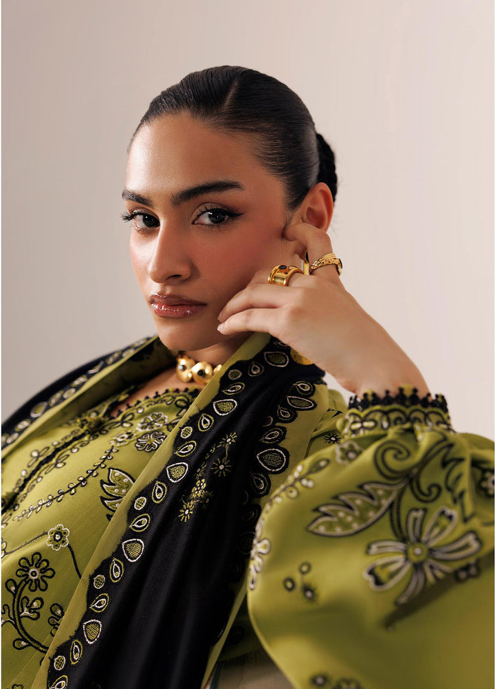Q line by Qalamkar Unstitched Embroidered Slub Linen 3 Piece Suit QLK26UQL Amarah QLW-01 - Winter Collection