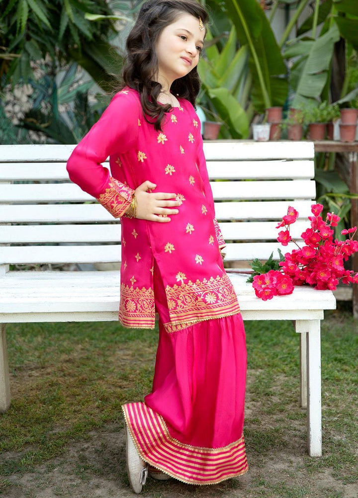 Garnet Clothing Viscose Fancy 2 Piece Suit for Girls -  ROSE MESH