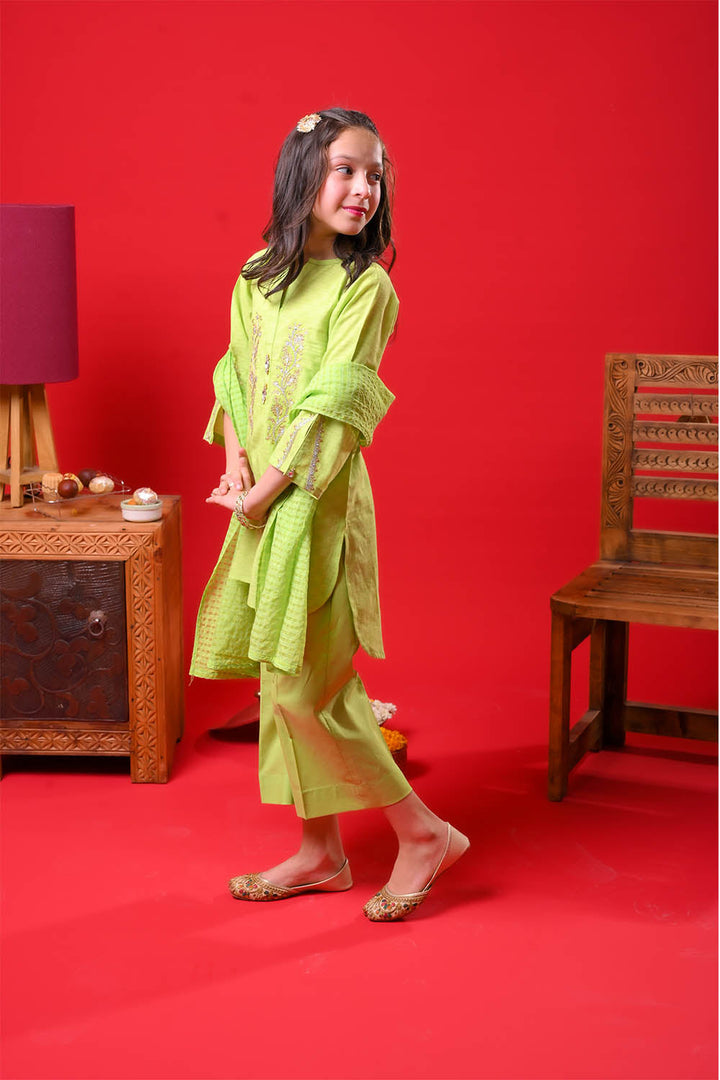 Senorita Kids RTW Embroidered Dobby Cotton 3 Piece Suit KBD-03370 Eid Collection