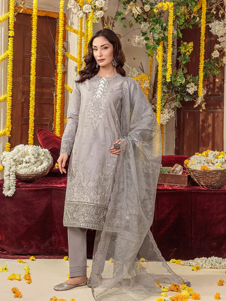 Salitex Unstitched Embroidered Cotton Silk 3 Piece Suit SUNS7JI049UT - Festive Collection