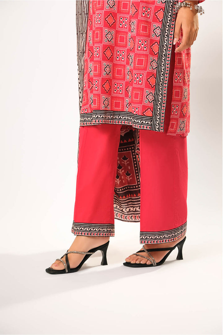 Senorita Women RTW Women Red and Multicolor Casual 3 Piece Suit Cotton Khaddar Printed LAD-03195 - Winter Collection