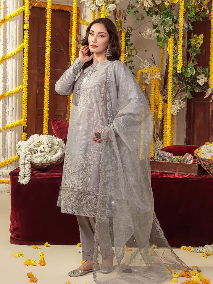 Salitex Unstitched Embroidered Cotton Silk 3 Piece Suit SUNS7JI049UT - Festive Collection
