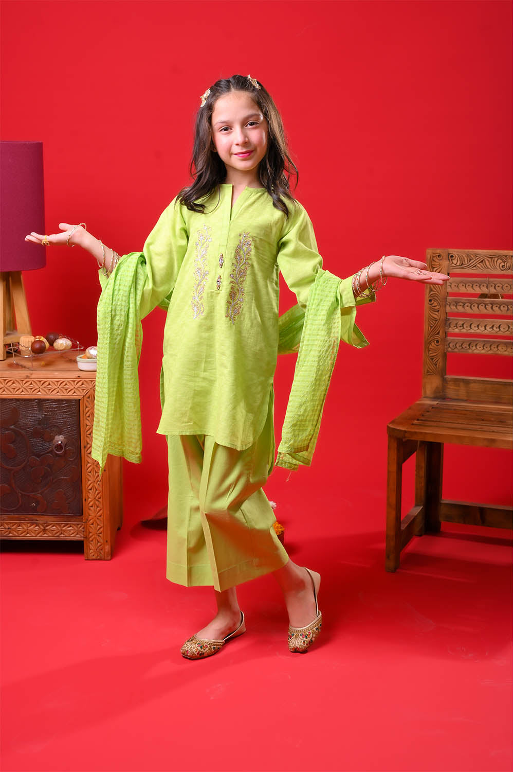 Senorita Kids RTW Embroidered Dobby Cotton 3 Piece Suit KBD-03370 Eid Collection