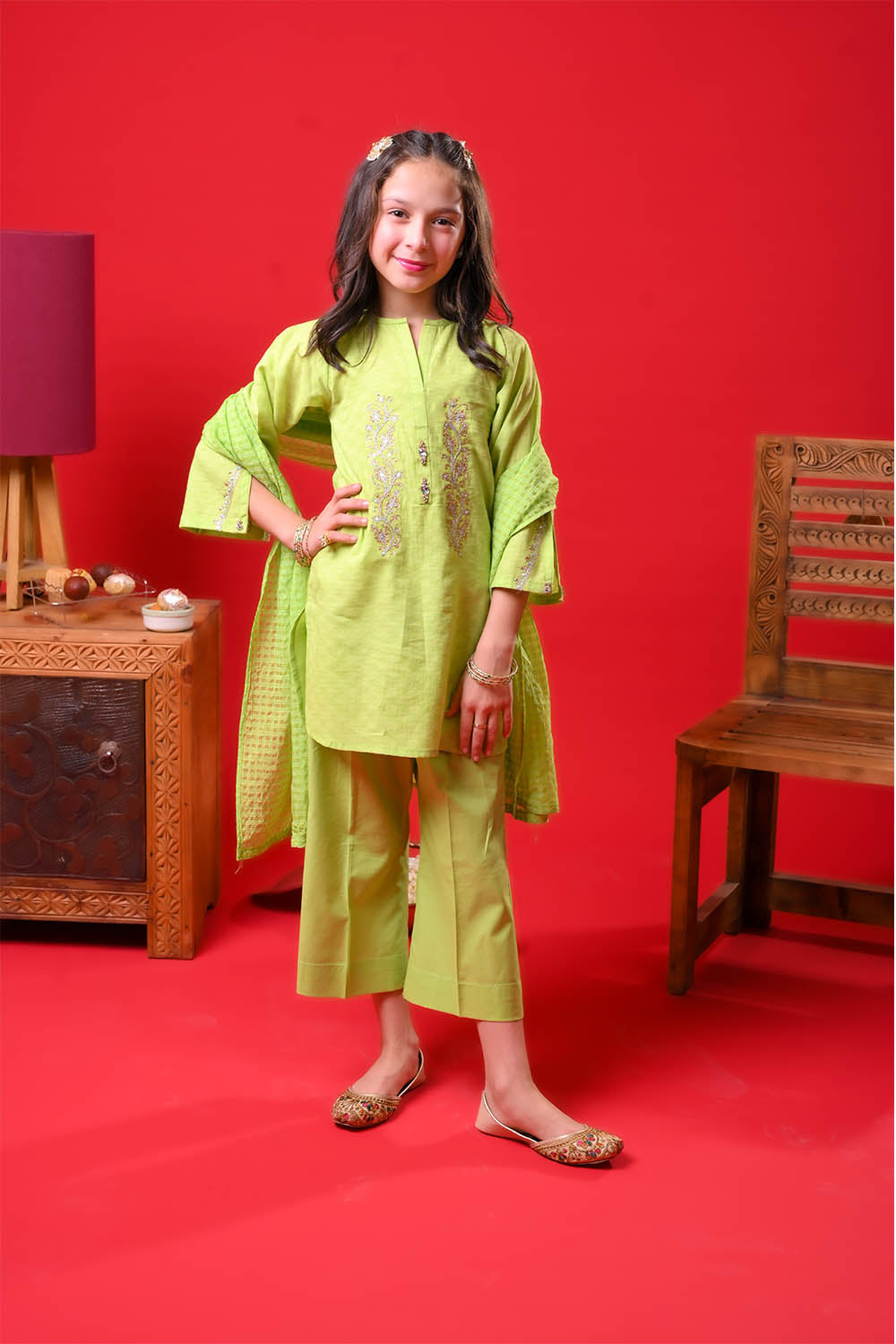 Senorita Kids RTW Embroidered Dobby Cotton 3 Piece Suit KBD-03370 Eid Collection