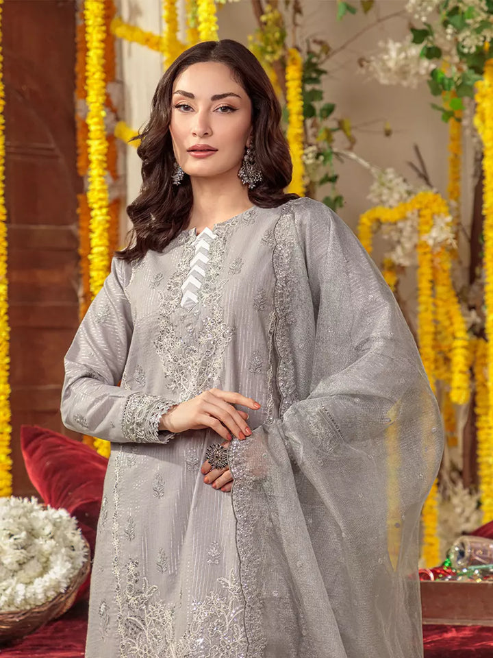 Salitex Unstitched Embroidered Cotton Silk 3 Piece Suit SUNS7JI049UT - Festive Collection