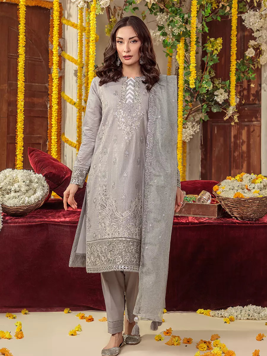 Salitex Unstitched Embroidered Cotton Silk 3 Piece Suit SUNS7JI049UT - Festive Collection