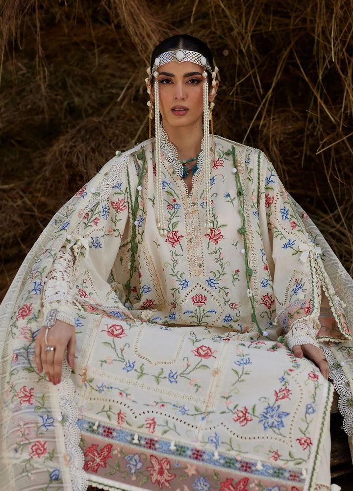 Kashmee Legacy by Elan Unstitched Embroidered Slub Lawn 3 Piece Suit EL26ULKL Sozraag EL26-03B - Festive Collection
