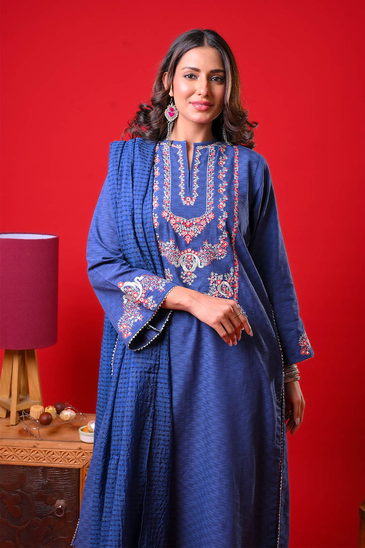 Senorita Women RTW Embroidered Dobby Cotton 3 Piece Suit LBD-03376 Eid Collection