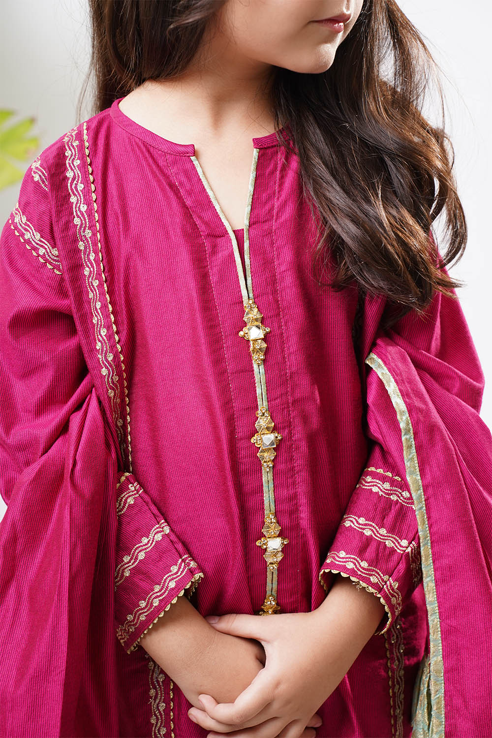 Senorita Girls RTW Embroidered Chambray 3 Piece Suit KDD-03237 Eid Collection