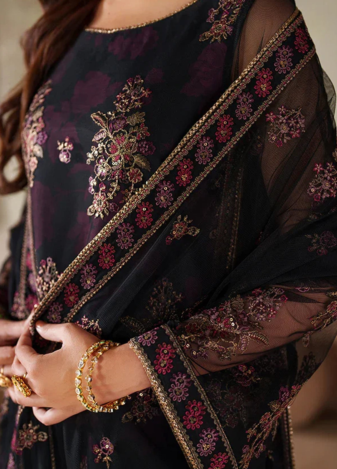Zarif Embroidered Net Suits Unstitched 3 Piece ZR25UF ZRF-ZPE-05 Ashaal - Formals Collection
