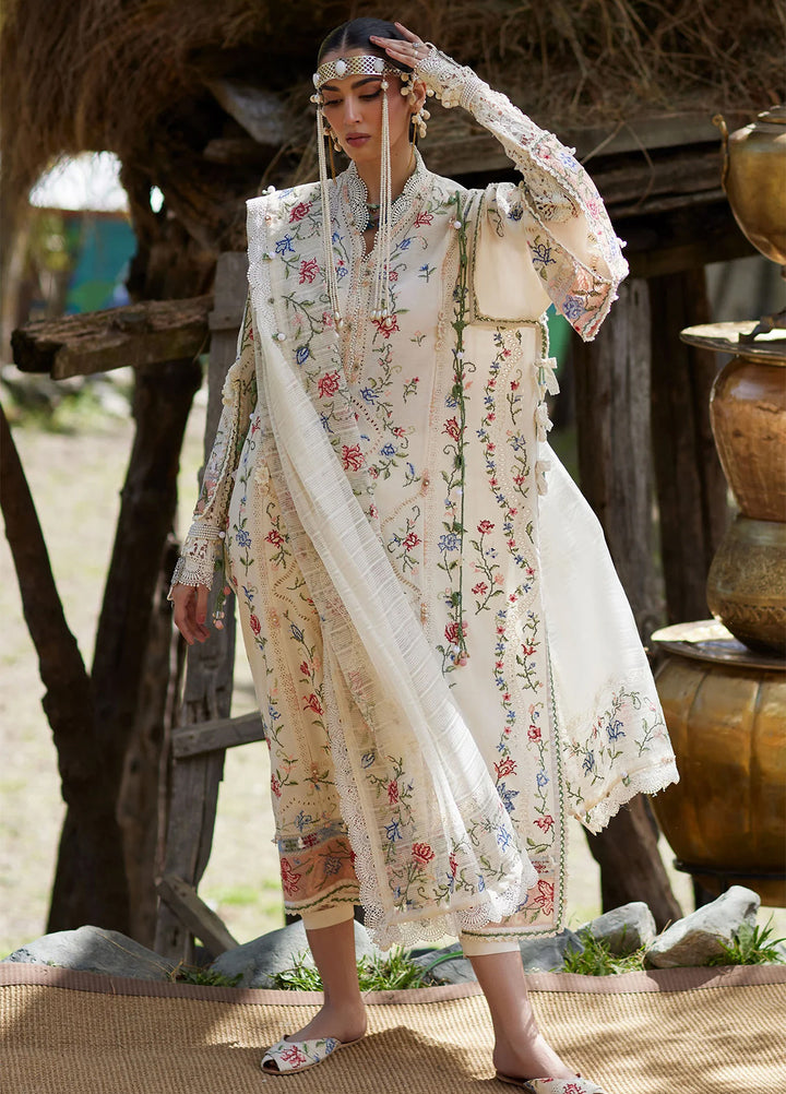 Kashmee Legacy by Elan Unstitched Embroidered Slub Lawn 3 Piece Suit EL26ULKL Sozraag EL26-03B - Festive Collection