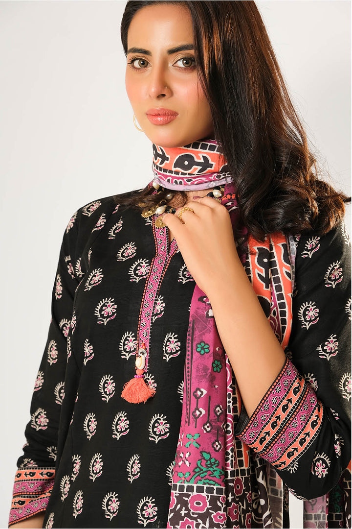 Women winter clothes | Black & Multicolor | Casual 3 Piece Suit | Cotton Khaddar Printed | LAD-03197