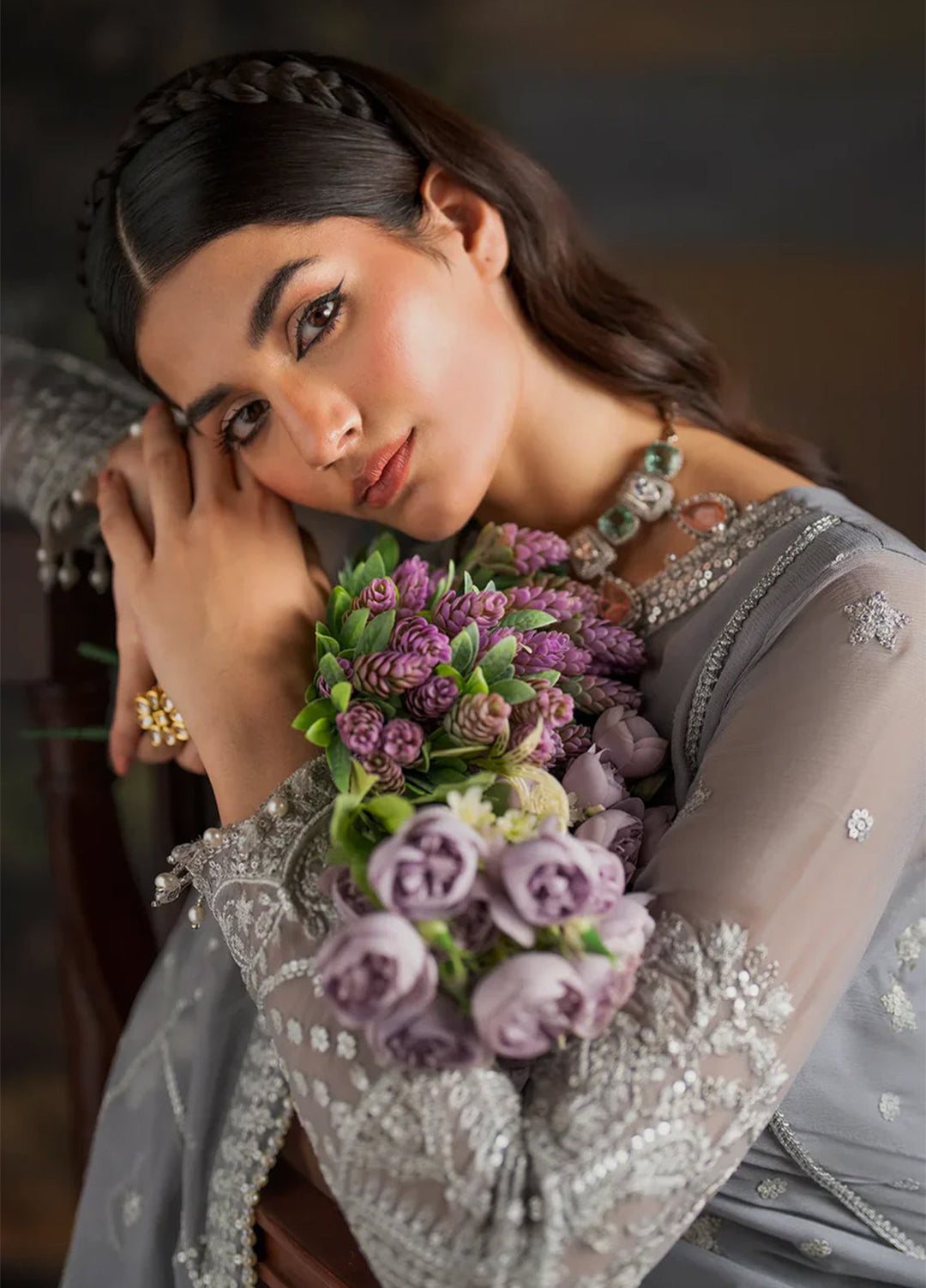 Rouge by Zarif Embroidered Chiffon Suits Unstitched 3 Piece ZR25UF ZRW 03 Adeline - Wedding Collection
