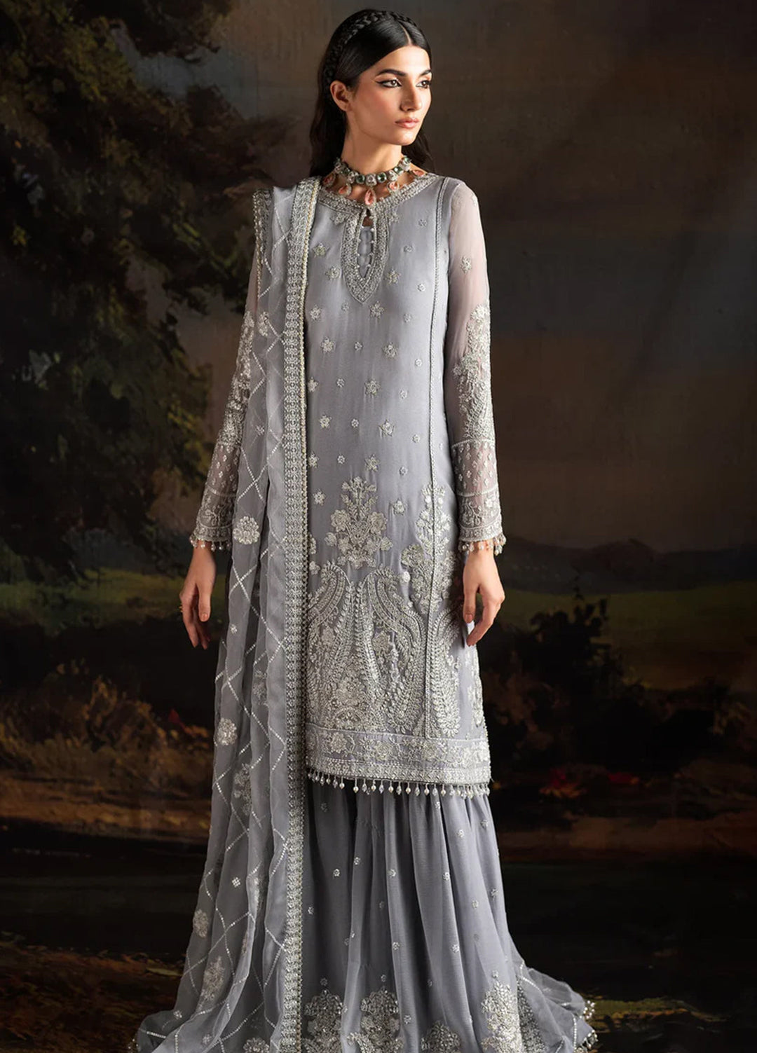 Rouge by Zarif Embroidered Chiffon Suits Unstitched 3 Piece ZR25UF ZRW 03 Adeline - Wedding Collection