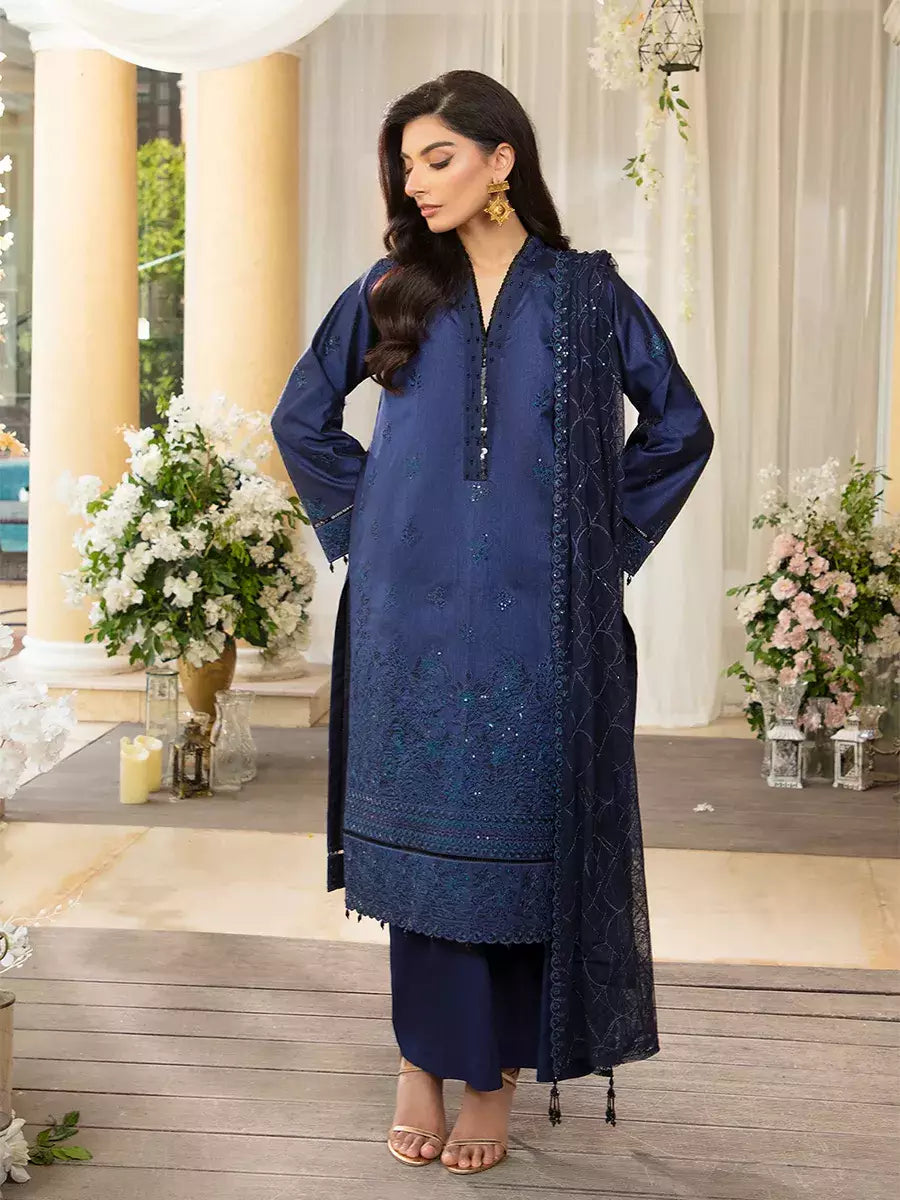 Jashn e Noor by Salitex Unstitched Embroidered 3 Piece Cotton Silk SUNW7NO074 - Summer Collection