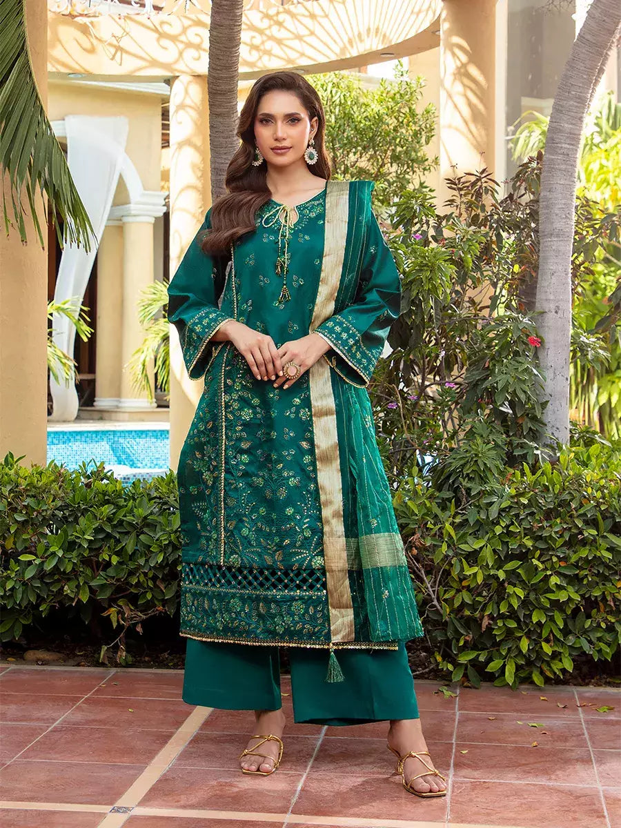 Jashn e Noor by Salitex Unstitched Embroidered 3 Piece Khaddi Net SUNW7NO073 - Summer Collection