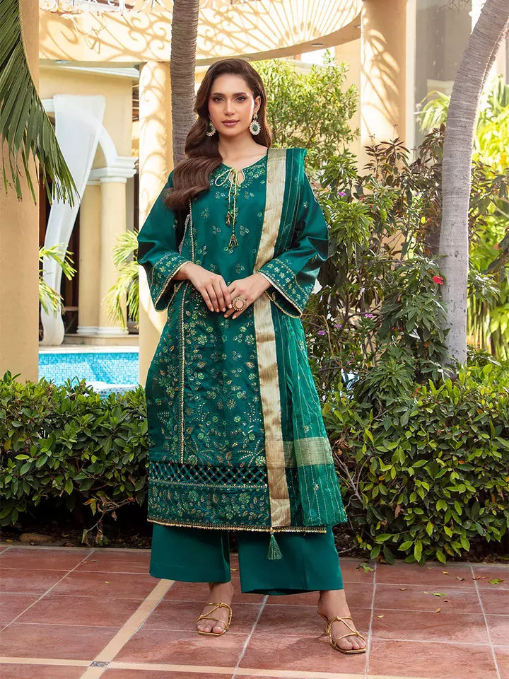 Jashn e Noor by Salitex Unstitched Embroidered 3 Piece Khaddi Net SUNW7NO073 - Summer Collection