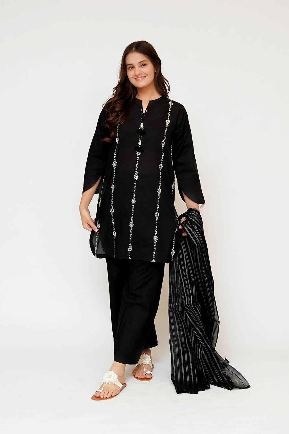 Monochrome by Senorita Girls RTW Embroidered Cotton 3 Piece Suit GAD-03455 Casual Collection