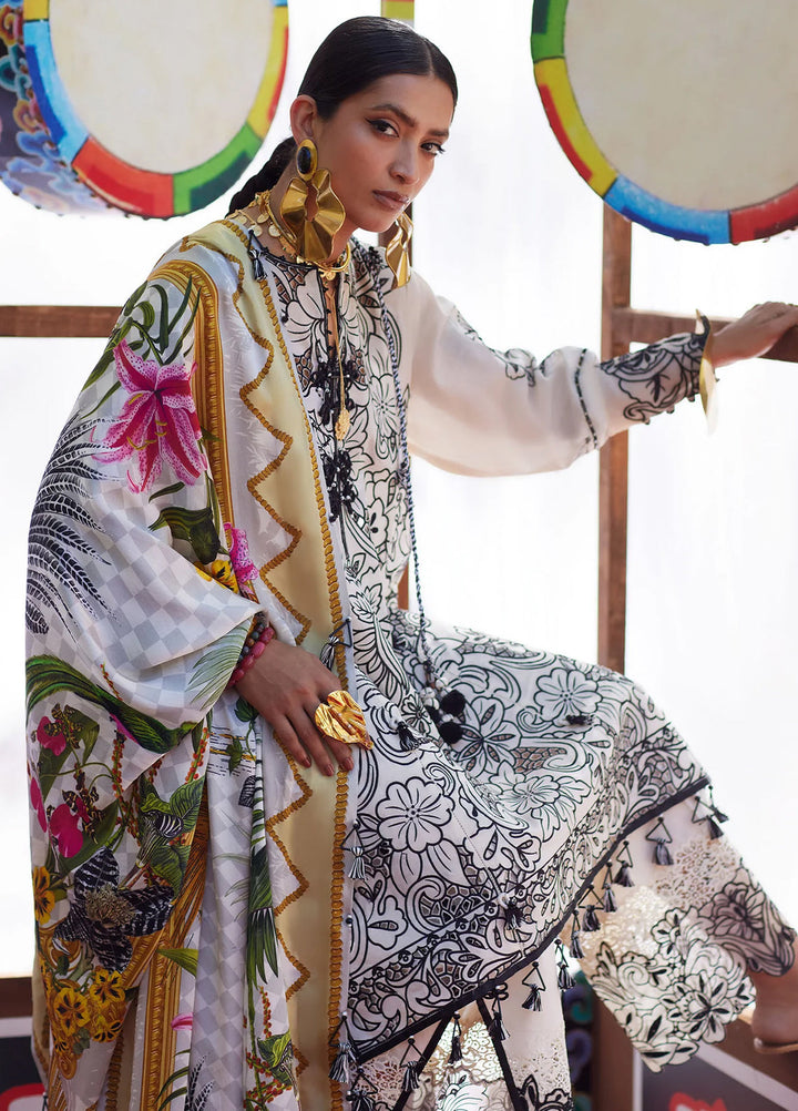 Kashmee Legacy by Elan Unstitched Embroidered Slub Lawn 3 Piece Suit EL26ULKL Zevaré EL26-07B - Festive Collection
