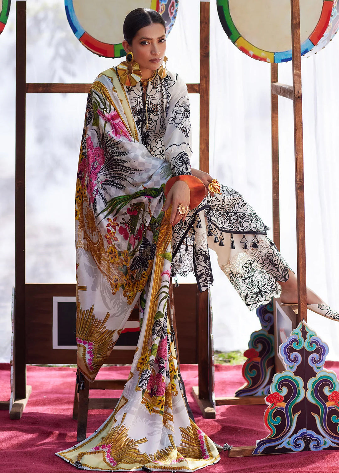 Kashmee Legacy by Elan Unstitched Embroidered Slub Lawn 3 Piece Suit EL26ULKL Zevaré EL26-07B - Festive Collection