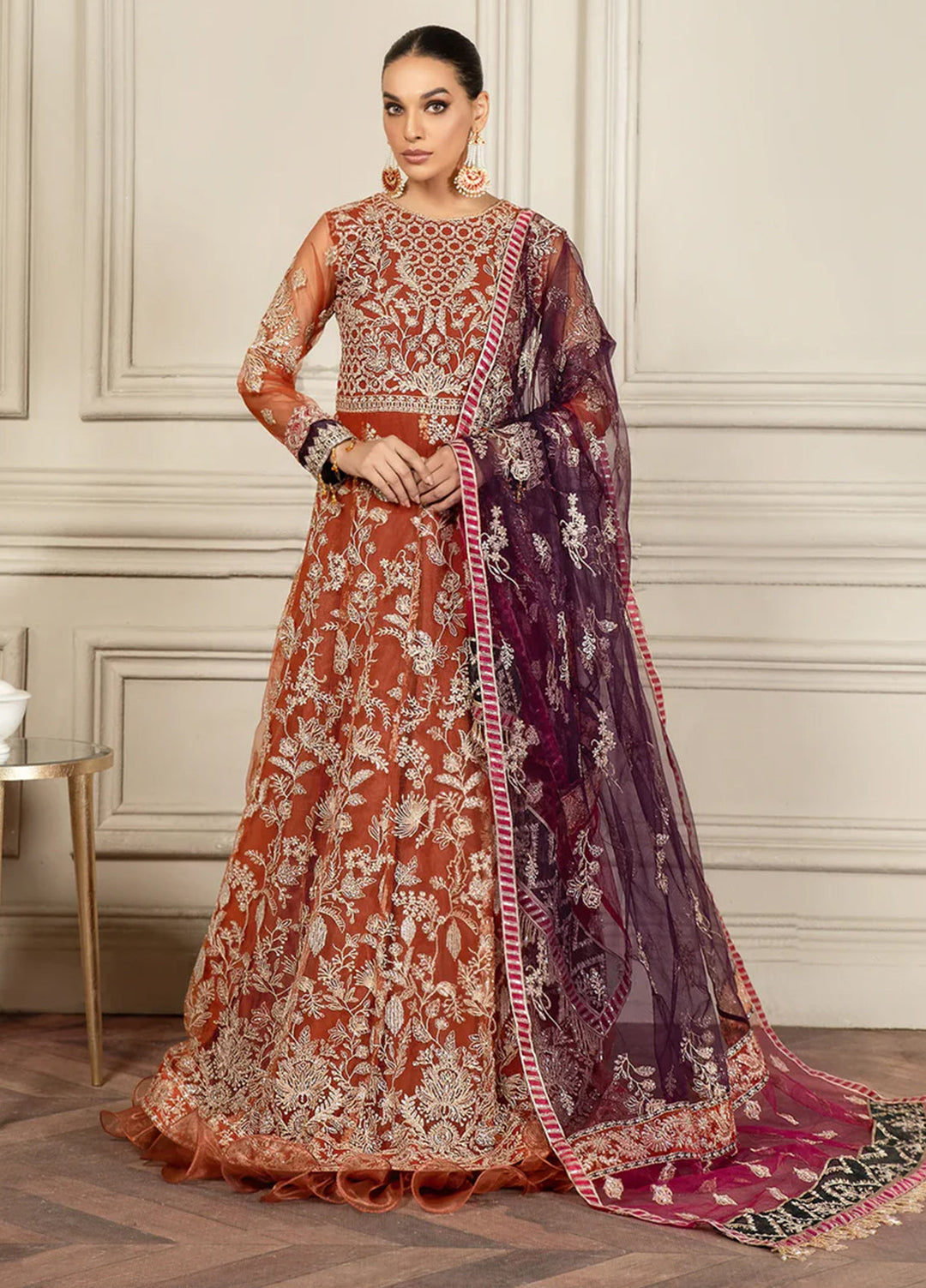Mehroze By Zarif Embroidered  Suits Unstitched 3 Piece ZR25UF ZMF 02 AMBER - Luxury Collection