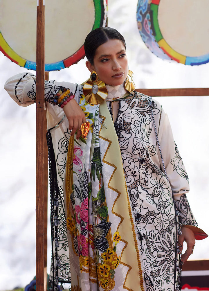 Kashmee Legacy by Elan Unstitched Embroidered Slub Lawn 3 Piece Suit EL26ULKL Zevaré EL26-07B - Festive Collection