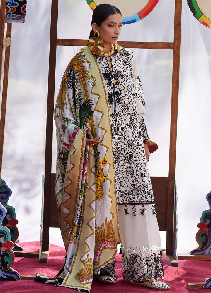 Kashmee Legacy by Elan Unstitched Embroidered Slub Lawn 3 Piece Suit EL26ULKL Zevaré EL26-07B - Festive Collection