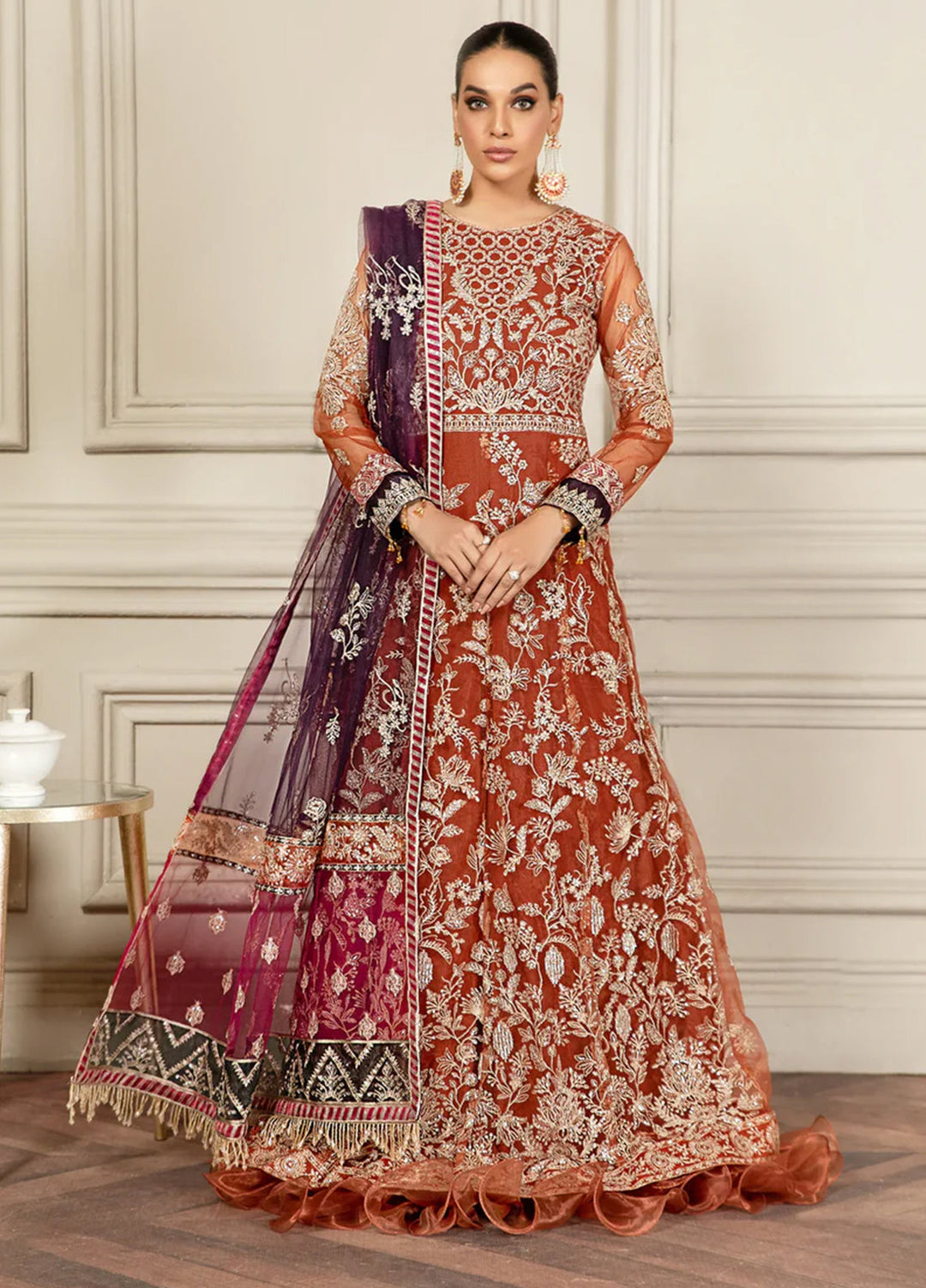 Mehroze By Zarif Embroidered  Suits Unstitched 3 Piece ZR25UF ZMF 02 AMBER - Luxury Collection