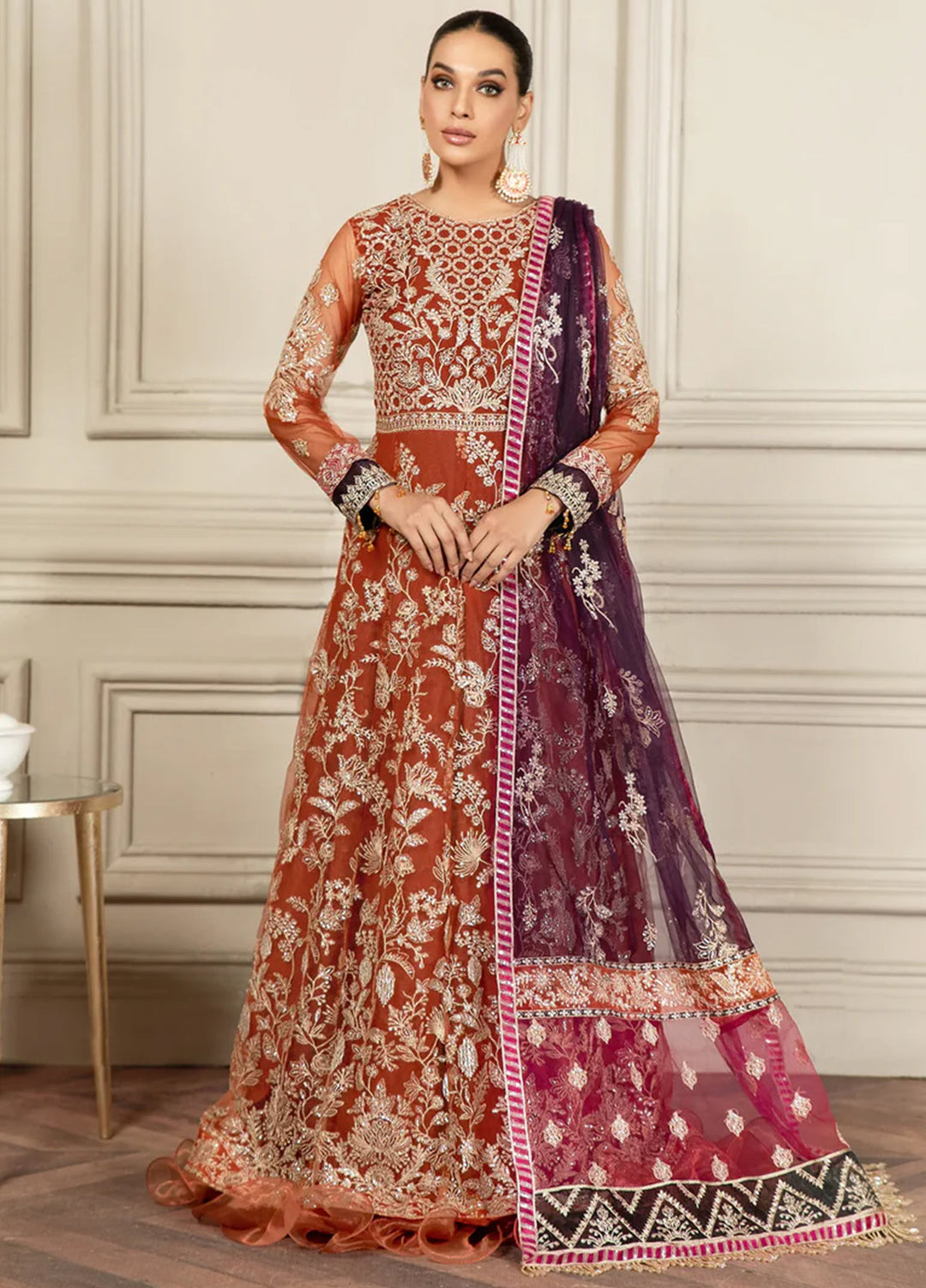 Mehroze By Zarif Embroidered  Suits Unstitched 3 Piece ZR25UF ZMF 02 AMBER - Luxury Collection