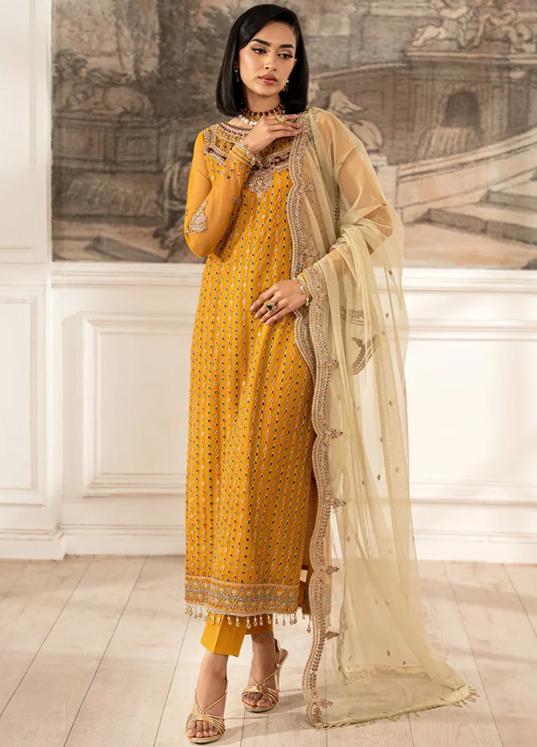 Zarif Embroidered Net Suit Unstitched 3 Piece ZR25UF ZFE-04 Eliza - Formals Collection