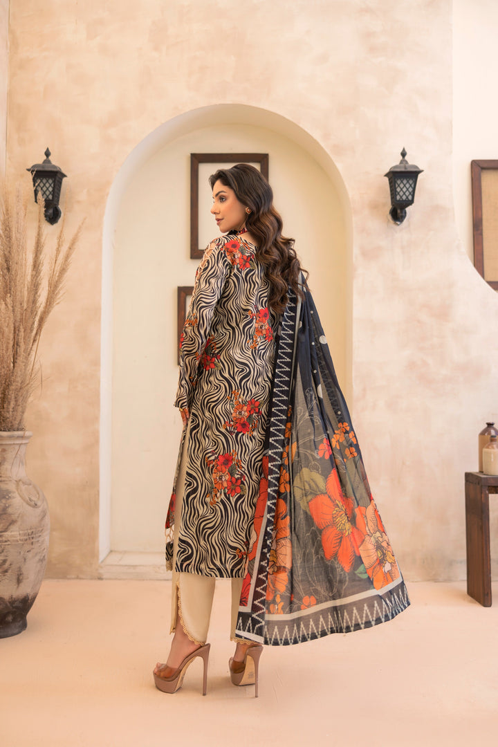 Printed Perfection by Waresha RTW Printed Lawn 3 Piece Suit Ivory Bloom Festive Collection