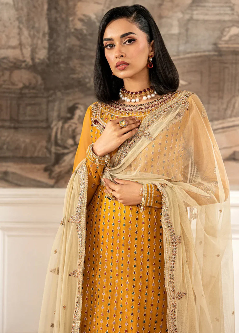 Zarif Embroidered Net Suit Unstitched 3 Piece ZR25UF ZFE-04 Eliza - Formals Collection