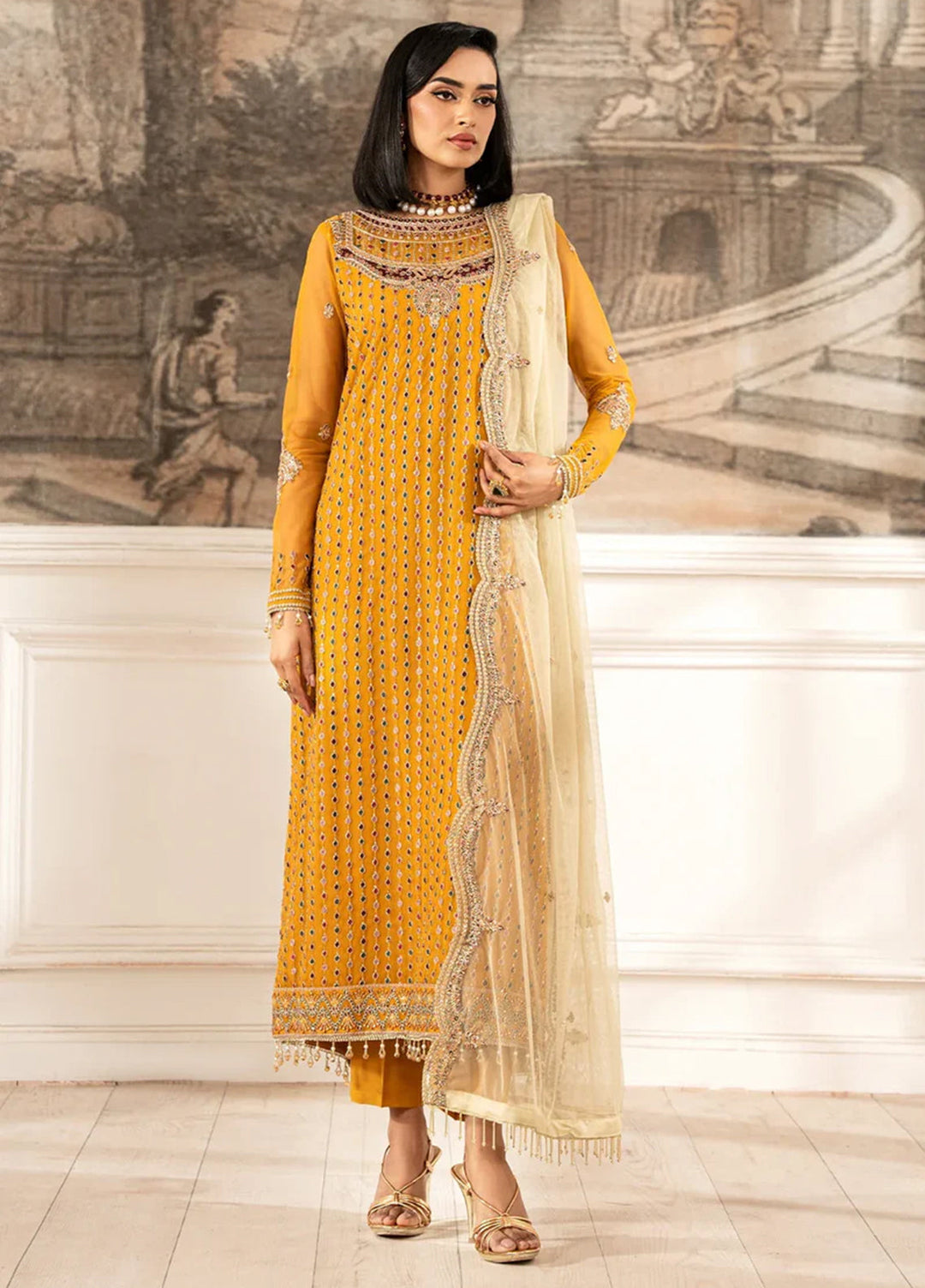 Zarif Embroidered Net Suit Unstitched 3 Piece ZR25UF ZFE-04 Eliza - Formals Collection