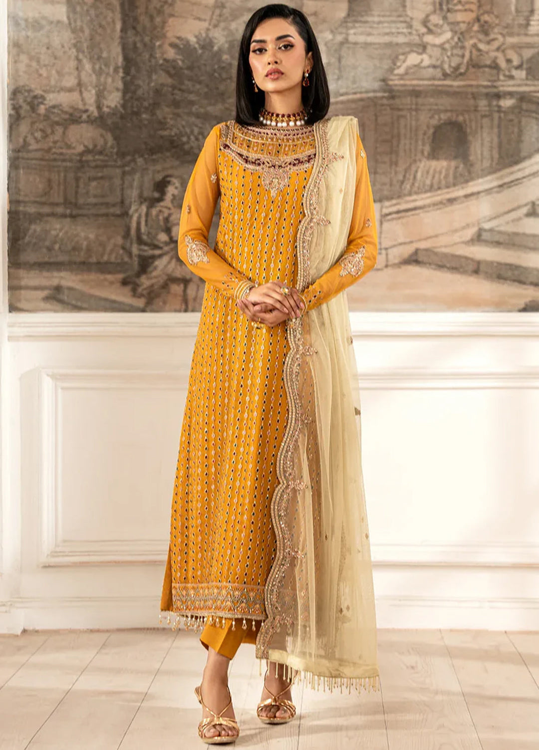 Zarif Embroidered Net Suit Unstitched 3 Piece ZR25UF ZFE-04 Eliza - Formals Collection