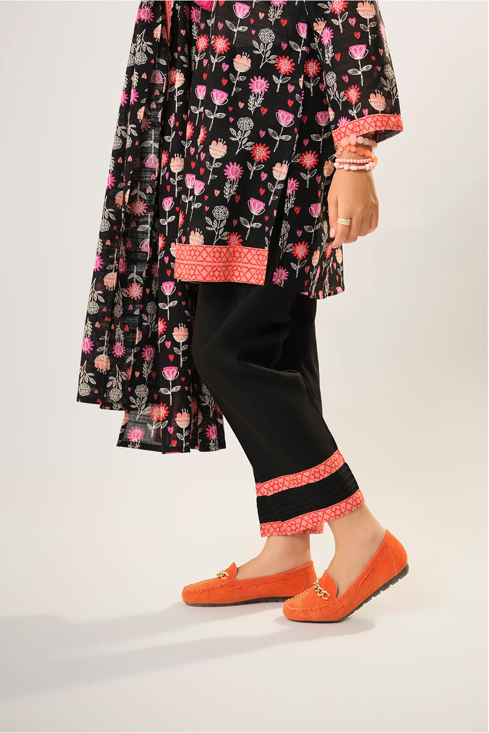 Senorita Girls RTW Girls Black and Multicolor Casual 3 Piece Suit Cotton Khaddar Printed GAD-03201 - Winter Collection