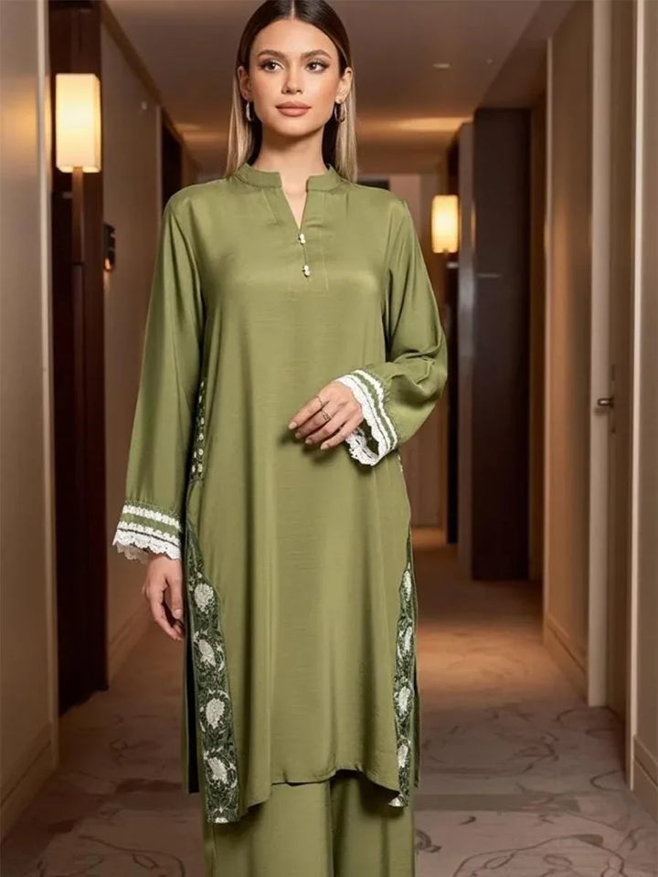 Salitex Women Embroidered Silk 2 Piece Suit AIZ2PEC311 - Summer Collection