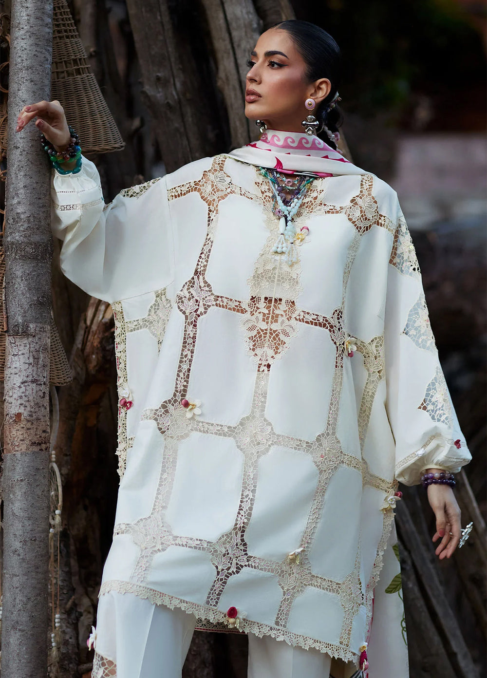 Kashmee Legacy by Elan Unstitched Embroidered Lawn 3 Piece Suit EL26ULKL Deodar EL26-11B - Festive Collection