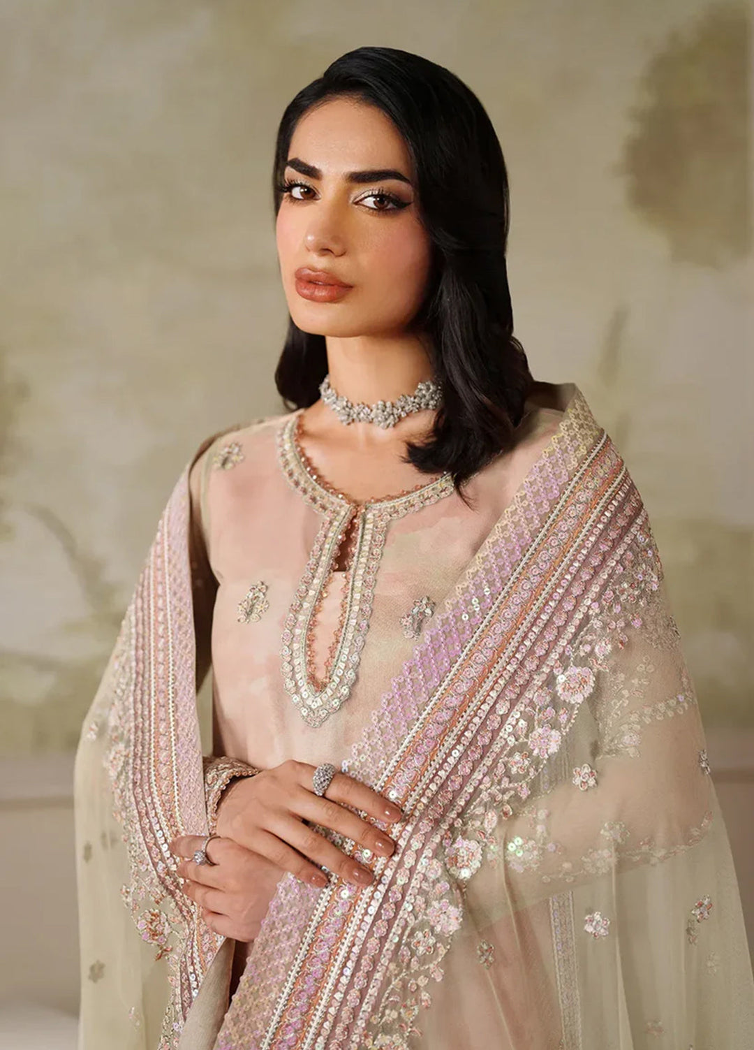 Zarif Embroidered Net Suits Unstitched 3 Piece ZR25UF ZRF-ZPE-04 Seriyah - Formals Collection