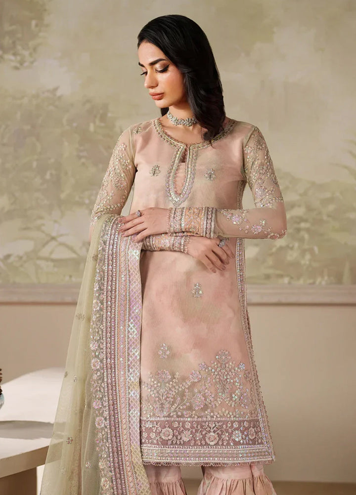 Zarif Embroidered Net Suits Unstitched 3 Piece ZR25UF ZRF-ZPE-04 Seriyah - Formals Collection