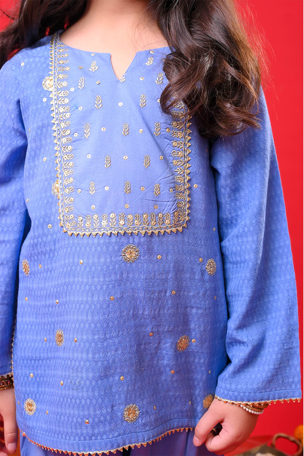 Senorita Girls RTW Solids Dobby Cotton 3 Piece Suit KBD-03371 Eid Collection