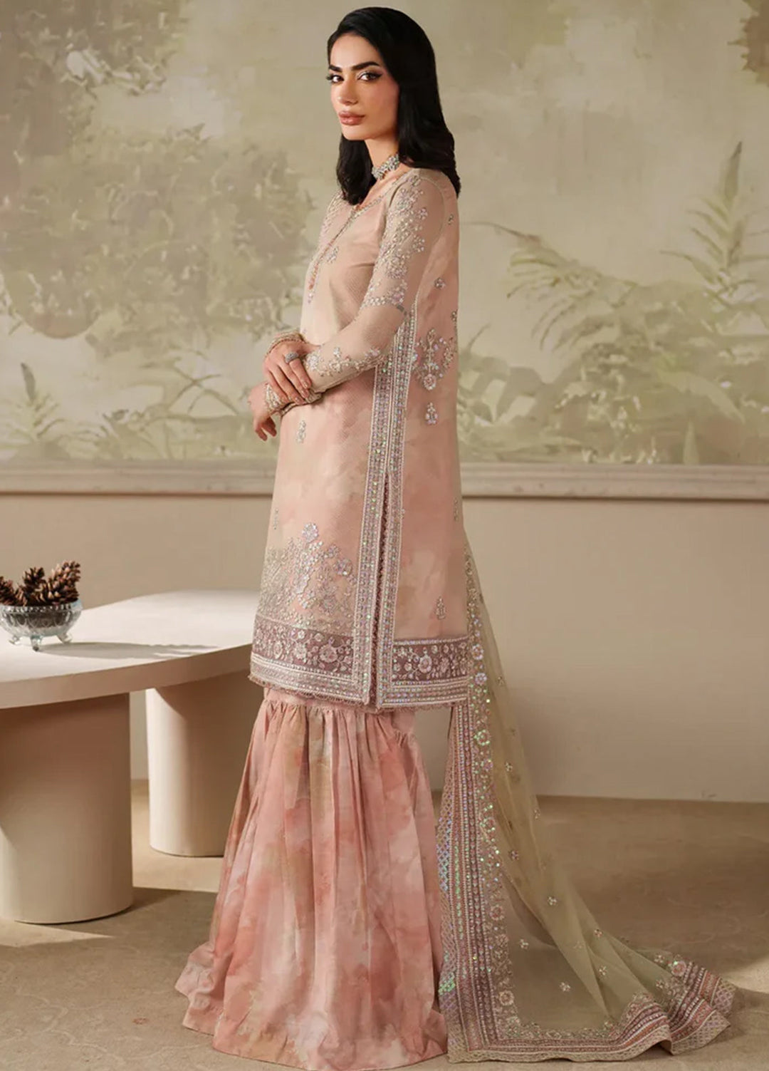 Zarif Embroidered Net Suits Unstitched 3 Piece ZR25UF ZRF-ZPE-04 Seriyah - Formals Collection
