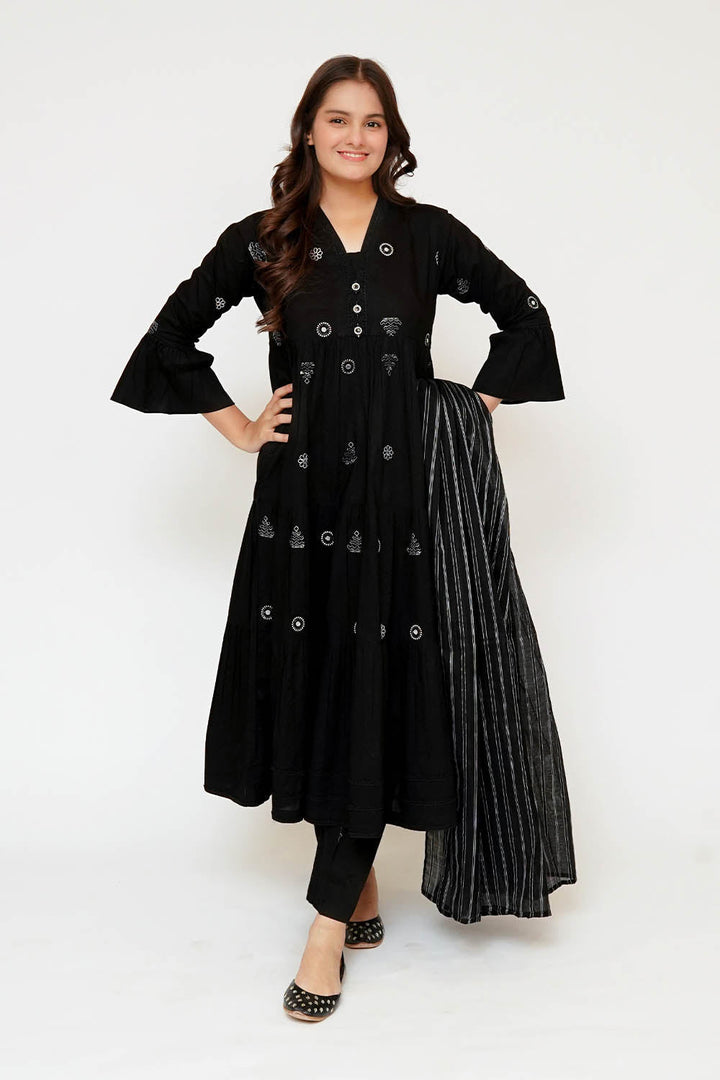 Monochrome by Senorita Girls RTW Embroidered Cotton 3 Piece Suit GAD-03446 Casual Collection