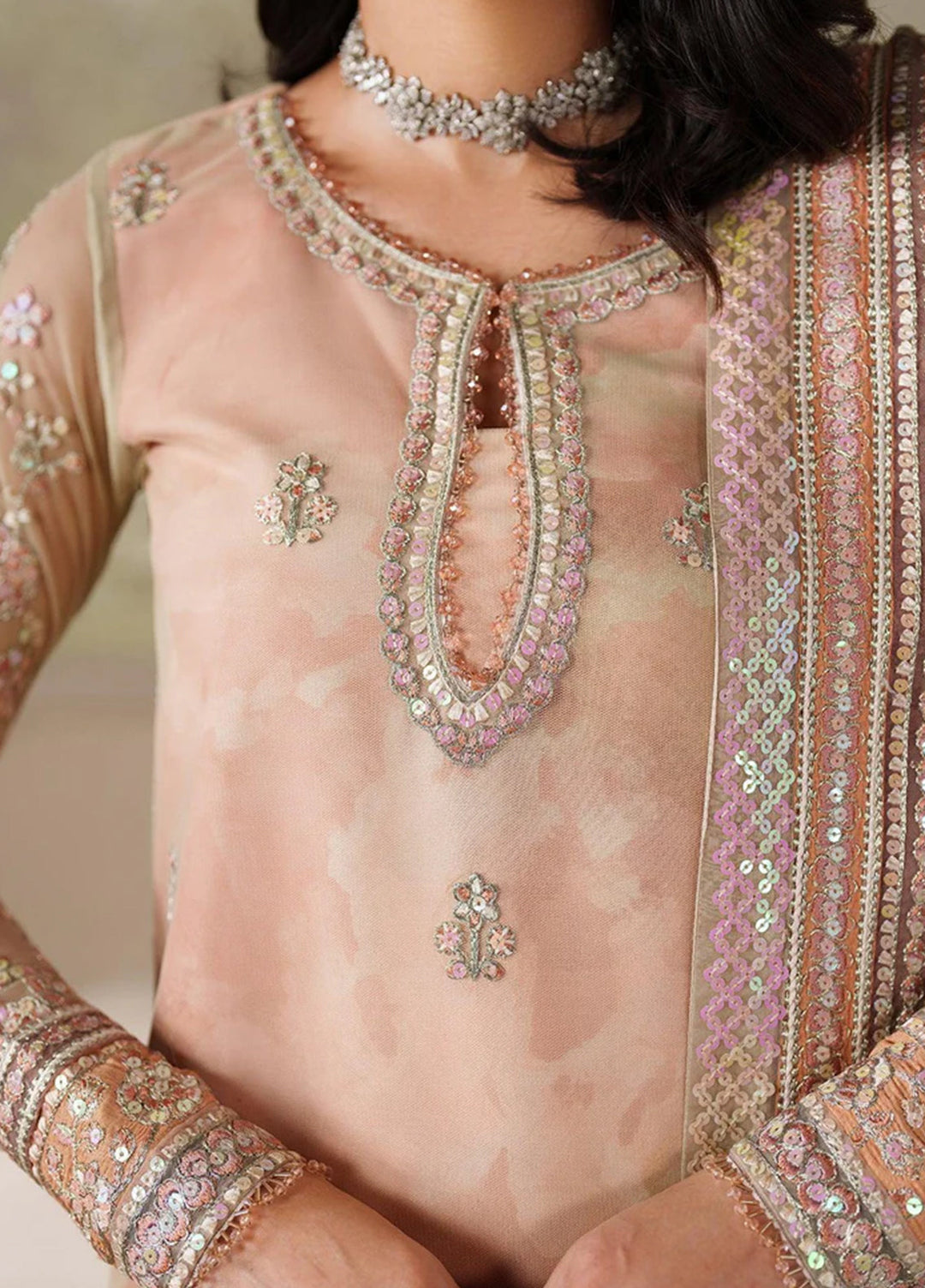 Zarif Embroidered Net Suits Unstitched 3 Piece ZR25UF ZRF-ZPE-04 Seriyah - Formals Collection