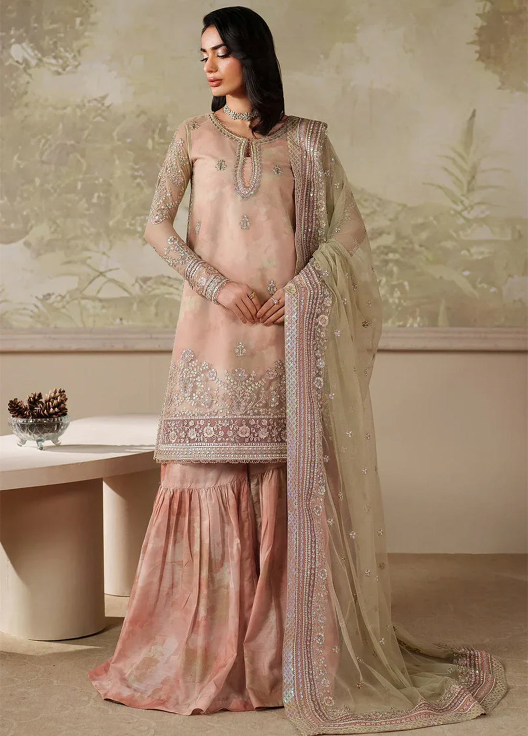 Zarif Embroidered Net Suits Unstitched 3 Piece ZR25UF ZRF-ZPE-04 Seriyah - Formals Collection