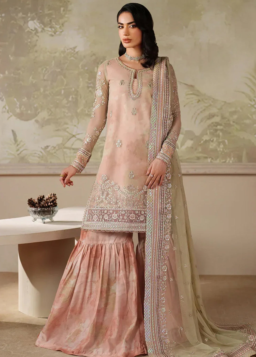 Zarif Embroidered Net Suits Unstitched 3 Piece ZR25UF ZRF-ZPE-04 Seriyah - Formals Collection