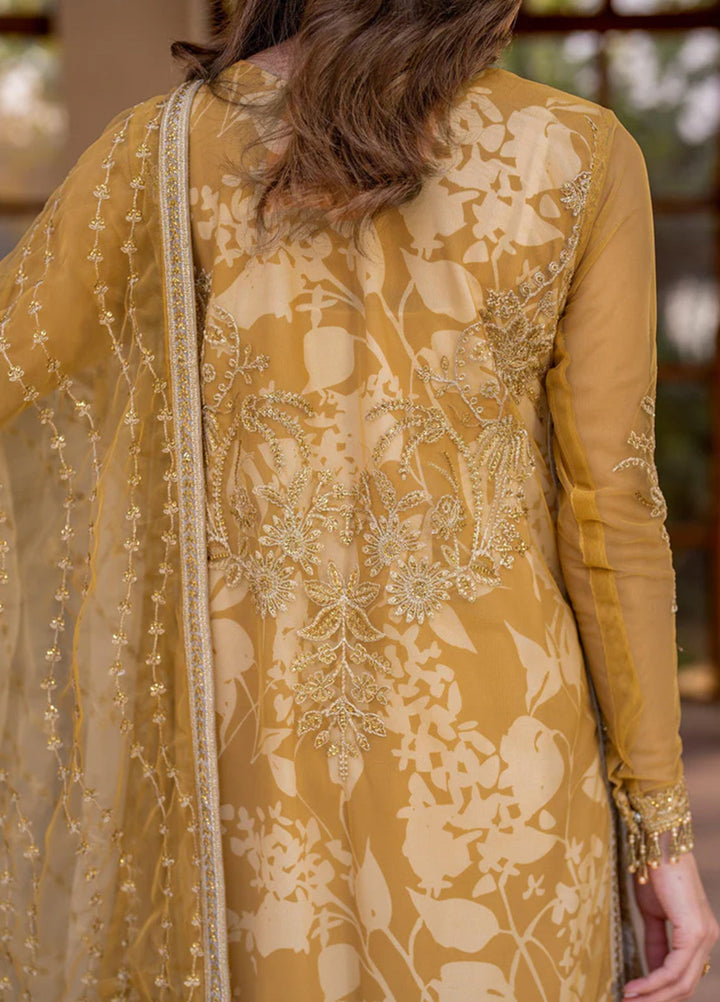 Iris by Zarif Embroidered Net Suits Unstitched 3 Piece ZR25UF ZRI 03 Marigold - Formal Collection