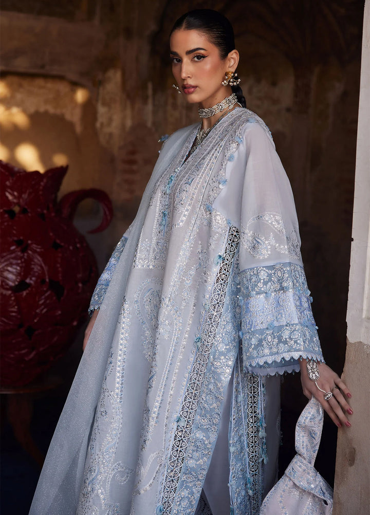 Kashmee Legacy by Elan Unstitched Embroidered Slub Lawn 3 Piece Suit EL26ULKL Rouhaan EL26-04A - Festive Collection