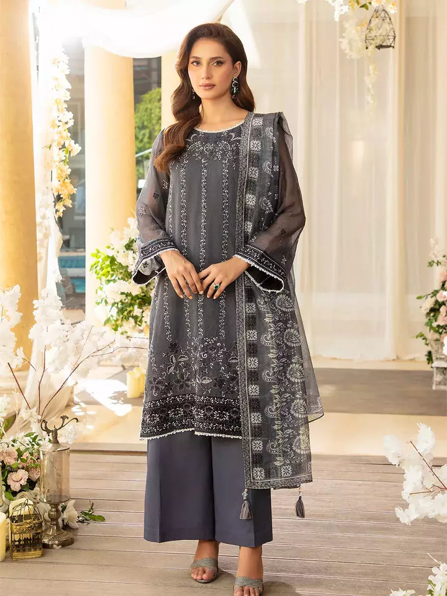 Jashn e Noor by Salitex Unstitched Embroidered 3 Piece Silk SUNW7JI093 - Summer Collection
