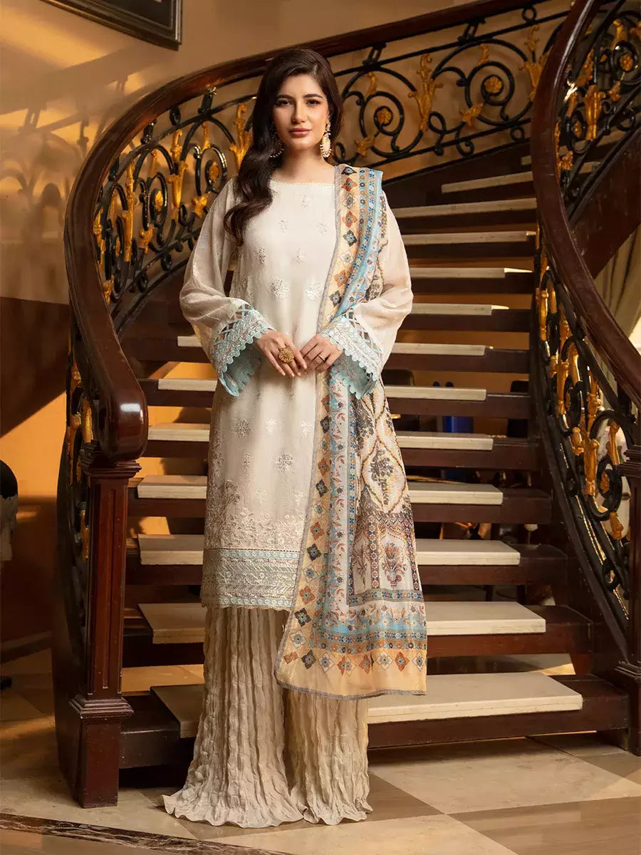 Jashn e Noor by Salitex Unstitched Embroidered 3 Piece Raw Silk SUNW7JI092 - Summer Collection
